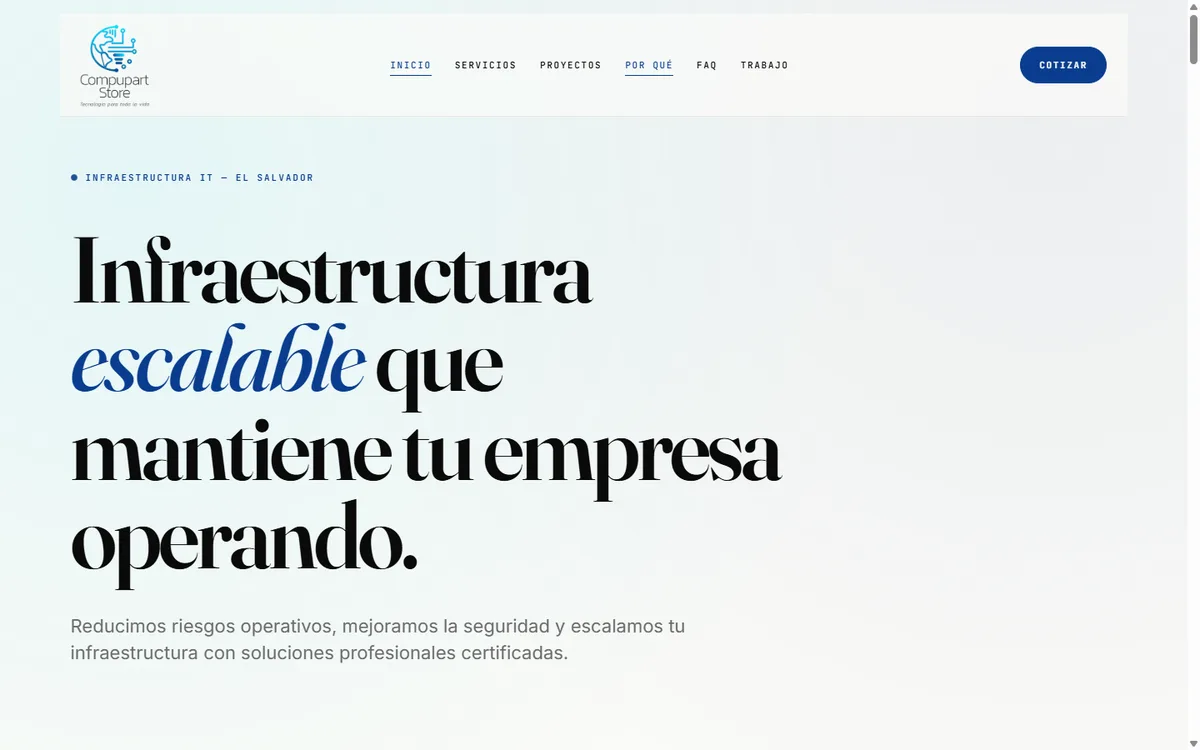 Sitio web de Compupart Store — diseño y desarrollo por DTS